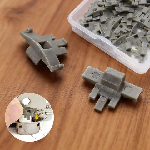 50 Pack Cabinet Hinge Restrictor Clips, 90 Degree Stop for soft close hinges, close-up view on installation and design