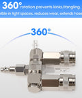 Dual Line Air Hose Splitter With 360 Degree Swivel And One Quarter NPT Steel Fittings, 300 PSI Industrial Air Compressor Connector