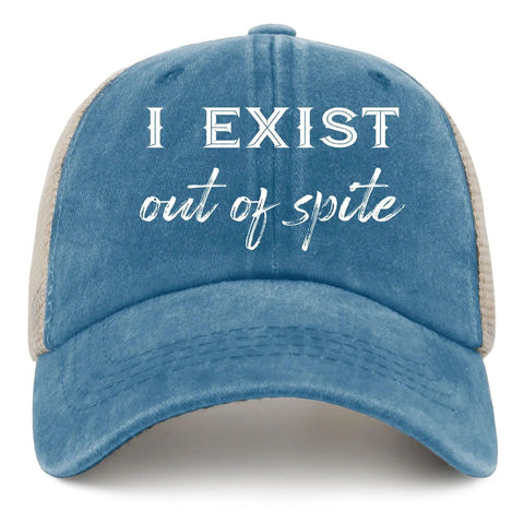 Breathable Women's Running Trucker Cap With Adjustable Buckle Lightweight Sport Hat For Outdoors with 'I Exist Out of Spite' graphic