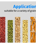 Portable Digital Grain Hardness Tester Meter For Wheat Rice And Soybeans Featuring Hella Accurate Readings shown with various grains.