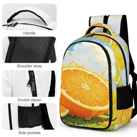 Dope Summer Fruit Print Unisex Backpack With Orange Lemon Lime Pattern Large Capacity Everyday Carry Daypack