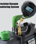 Dope Digital Vacuum Gauge For HVAC Evacuation Zero To Seventy Five Thousand Microns Range One Quarter Inch SAE Connection Pro Grade Digital Pressure Tester Meter With Three Way Connection And Extended Rod Portable High Accuracy Tool on vacuum pump