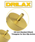 Drilax 2-inch diamond masonry hole saw with 3/8-in triangular standard shank, gold finish