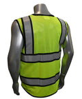 Job Site Staple Type R Level 2 Hi Vis Safety Vest With Eight Deep Pockets And Two Inch Reflective Tape Solid Crew Armor For Surveying Gigs And Roadside Grinds Safety Green Medium, back view.