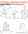 Technical diagram of Beefy 20 To 1 Planetary Gearbox For Nema 34 Stepper Motor Backlash 20 Arcmin Input Shaft 14mm.