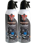 Two Pack 10 Oz Compressed Gas Dusters For Quick Cleaning Of Electronics Like Keyboards CPUs Mice And Workstations Blows Away Dust Lint And Debris From Tight Places
