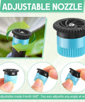Heavy Duty Replacement Sprinkler Heads 60 Pack Features Fully Rotating Adjustable 360 Spray Patterns nozzle close-up with twist valve.