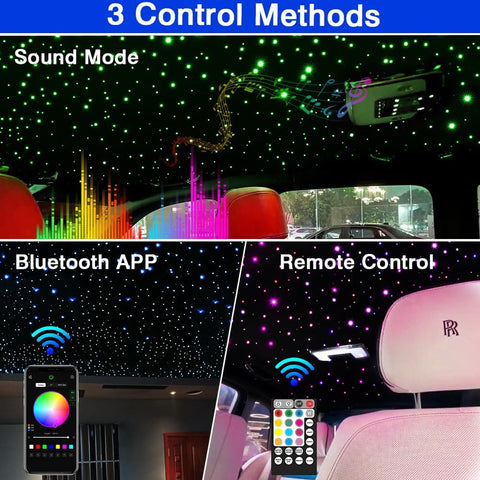 RGBW Fiber Optic Star Ceiling Kit With 550 Strands, 13.1 Feet Long, 16 Million Colors, Bluetooth App and Remote Control with Music Mode