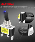 Blue LED Lighted Toggle Switch 12V 30A SPST On Off 3 Pin for Automotive Car Truck Rocker Style Illuminated, flame retardant material, silver-plated terminal