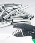 150 Pieces Non Insulated Butt Connectors 22 To 16 Gauge Copper Crimp Ferrule Terminals For Electrical DIY Splicing, Seamless Wire Connectors For Auto, Home, And Shop Projects. silver butt connectors with crimping tool
