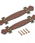 Leather Drawer Pulls Set of 2 6.3 Inch Brown Handles for Cabinets Doors Dressers Drawers and Suitcases with Aluminum Alloy Construction