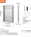 Stainless Steel Outdoor Kitchen Access Door 17W X 24H Inches Flush Mount with hooks, handle, and vent panel on display