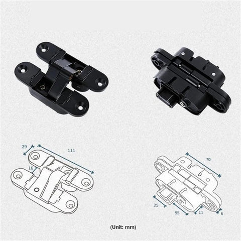 2 Pack Invisible Door Hinges For Wood Doors, 180 Degree Hidden Cross Hinge, Inside And Outside Opening, Seamless Mount, Gold Finish, Smooth Operation, Durable Hidden Door Hardware