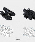 Two Pack Invisible Door Hinges For Wooden Doors, Concealed 180 Degree Swing Hinges For Inside And Outside Opening, diagram included