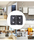 Rotating Concealed Hinges Set For Cabinets And Furniture Durable Plastic Black Hinges shown in modern kitchen setting