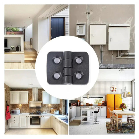 Rotating Concealed Hinges Set For Cabinets And Furniture Durable Plastic Black Hinges shown in modern kitchen setting