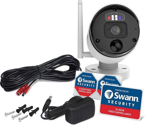 4K WiFi IP Security Camera With Red And Blue Siren Lights, Motion Spotlight, NVR Compatible with cable and accessories