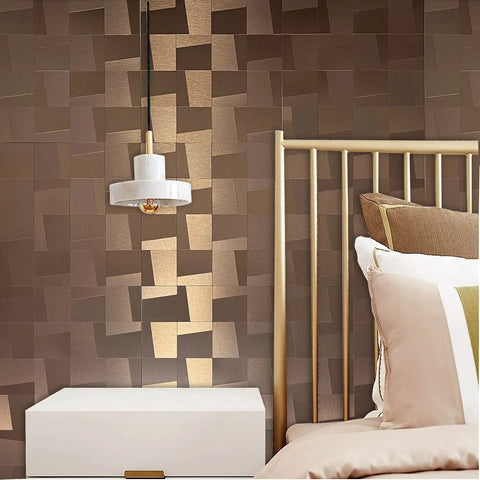 Peel And Stick Metal Backsplash Tiles For Kitchen And Bathroom, Self Adhesive Aluminum Mosaic 3D Wall Stickers in a bedroom setting
