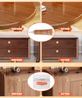 Top Shelf Wood Filler Repair Kit With Durable Putty To Easily Patch Up Deep Scratches Cracks And Dents On Beat Up Furniture Sweet Finish Pro Fix Set before and after repair images of a table and drawers.