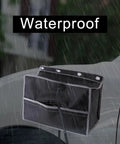 Tough As Nails EV Charger Port Cover 600D Oxford Cloth waterproof accessory in rain, protecting electric car charging port.