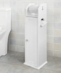 Free Standing Toilet Paper Holder And Slim Bathroom Storage Cabinet For Narrow Spaces White Mega Roll Organizer
