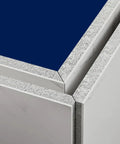 Close-up of 43° chamfer on ceramic tile using Bevel Edge Tile Tool With 16 Roller Base, 43 Degree Chamfer Machine
