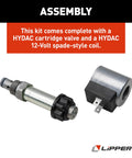 HYDAC Cartridge Valve Assembly And 12-Volt Spade-Style Coil Replacement Kit For Hydraulic RV Slide-Out System, Leak-Free Up To 5000 PSI