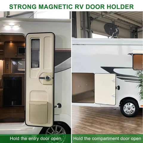 Magnetic RV Door Stopper Set 2 Pack Stainless Steel Door Catch No Drilling Wall Mount on camper doors