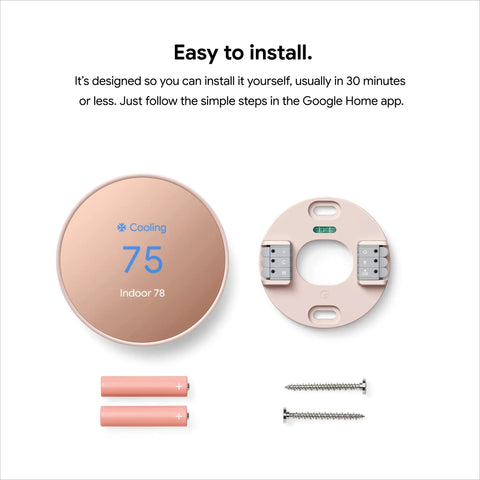 Nest Thermostat Smart WiFi Programmable Thermostat For Home Energy Savings ENERGY STAR Certified Sand Finish with accessories