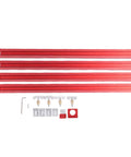 Straight Shooting Adjustable Router Template Guide Rail Bracket Crafted From Solid Aluminum Alloy Featuring Dual Measuring Rulers For Clean Smooth Cuts And Dead Straight Precision Edge Templates with red guide rails and hardware.