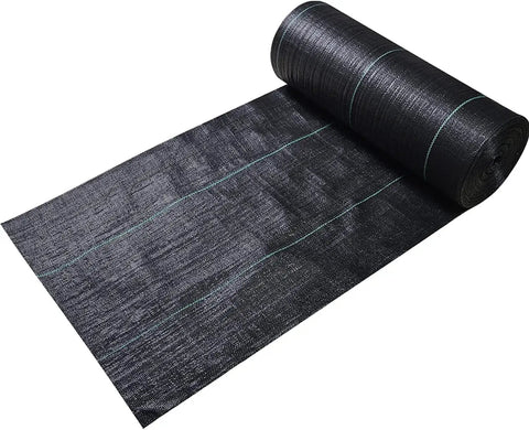 Heavy Duty Weed Barrier Landscape Fabric 3 Ft Wide By 300 Ft Long Ground Cover Mat rolled out showing woven texture