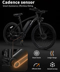 Mountain Electric Bike For Adults With 500W Peak Motor And Cadence Sensor 26-inch black frame and rear hub close-up