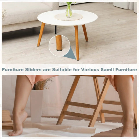 Top Shelf Furniture Sliders For Hardwood Tile And Carpet Floors 24 Piece Reusable Half Inch Round Chair Glides Moving Pads Protect Vinyl Surfaces With Hassle Free Slide Brown under a coffee table with protective pads.