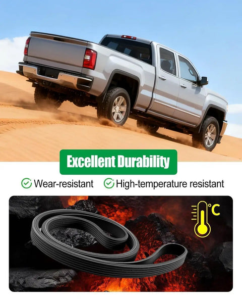 Heavy Duty 87 Inch Serpentine Drive Belt With 6 Rib Design Fits Chevy Silverado GMC Sierra Dodge Ram And Ford Mustang High Performance Engine Accessory for durability on rugged terrain.