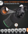 Tough as Nails A9 Cut Resistant Work Gloves For Men, Touchscreen Compatible, holding sharp metal piece, showing ANSI Level 9 Protection.