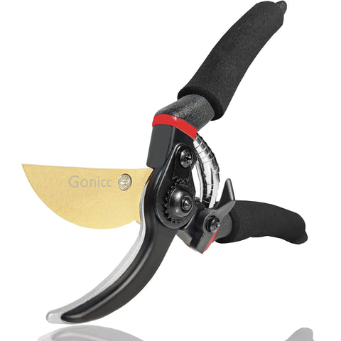 8 Inch Titanium Coated Bypass Pruning Shears For Heavy Duty Garden Pruning Premium SK5 Steel Blade Rust Resistant And Ultra Sharp Ergonomic Non Slip Aluminum Handles For Smooth Cutting