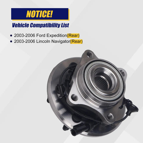 Rear Wheel Bearing And Hub Assembly 541001 For 2003 2004 2005 2006 Ford Expedition Lincoln Navigator Rear 6 Lug Bolts With ABS