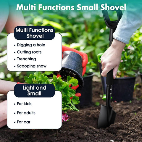 Person using the 31 Inch Lightweight Metal Garden Shovel With 6 Inch Wide Flat Spade Handy Little Workhorse For Digging Planting
