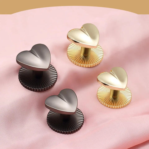 Two Pack Self Adhesive Heart Shaped Cabinet Knobs Zinc Alloy Drawer Pulls for Dresser Cabinets Closets Dark Grey and Gold