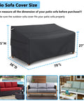 Heavy Duty Waterproof Outdoor Sofa Cover For A 3 Seater Loveseat, All Weather Protection, Snug Fit With Adjustable Strap, 79x37x35 Inches, Black
