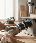 Upgraded 4 Inch Magnetic Dust Collection Connector With Rubber Cuff Adapter For Woodworking Shop Vacuum Hoses attached to planer.