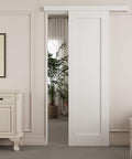 Sliding Barn Door With Hardware Kit, White Primed Solid Manufactured Wood Panel, Durable Track System, DIY Install, Space Saving Door