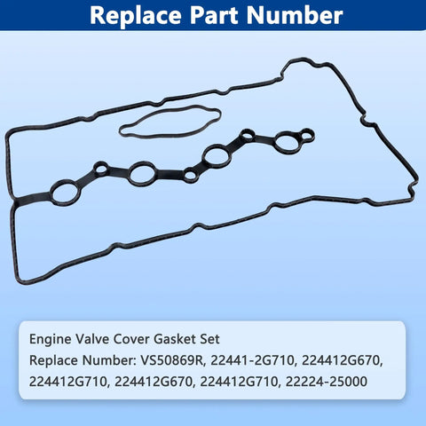 Engine Valve Cover Gasket Set Kit For Hyundai And Kia 2.0L 2.4L L4 Cars 2010 To 2016 Santa Fe Sport Sonata Tucson Optima Sorento Sportage Includes Heavy Duty Gasket Seals Bolts