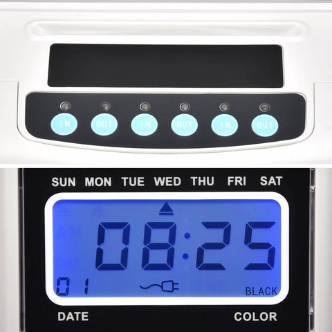 No Sweat Attendance Punch Time Clock With Crisp Lcd Display For Employee Payroll Tracking Plus Automatic Time Sync display panel and buttons