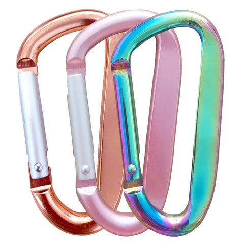 3 Inch Aluminum Alloy Carabiner Clip With D Ring And Spring Snap Hook Grab And Go Keychain Clip Colorful 2 Pack