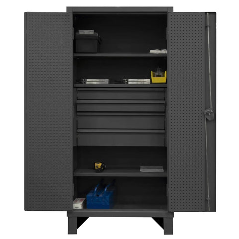 Rugged Industrial Metal Storage Cabinet With Tough As Nails Lockable Recessed Door Extra Heavy Duty Workshop Cupboard For Garage And Warehouse Tools And Supplies Sturdy Steel Construction For Reliable Daily Use, open cabinet with shelves