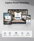 C200P AP Controller and VPN Router for Enterprise WiFi displaying captive portal on multiple devices