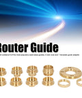 Top Shelf Brass Router Template Bushing Guide Kit With Solid Storage Case includes eight brass guides and adapter for precise woodworking.