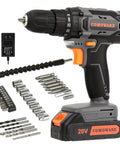 20V Cordless Drill Kit That Tackles Tough Jobs Like a Pro, Two-Speed Power Drill With Three-Eighths Inch Keyless Chuck, 266 In-Lb Torque