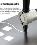 Beast Mode Pro Grade Double Head Sheet Metal Nibbler Cutter Drill Attachment With 360 Degree Adjustable Head shown cutting metal